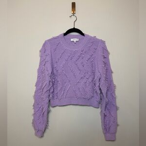 Milly Cropped Fringe Purple Sweater Size L